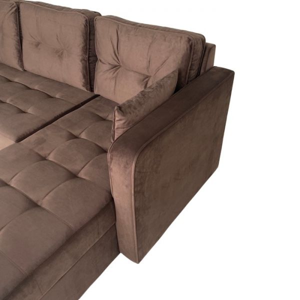 Угловой диван «Фаворит», механизм дельфин, цвет бинго бежевый