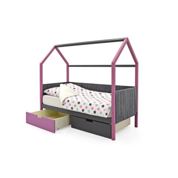 Детская кровать-домик мягкий Бельмарко  Svogen лаванда-графит