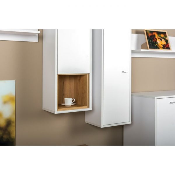 Шкаф навесной Бэль 10.63, 320х270х1204, Дуб крафт золотой/Белый премиум