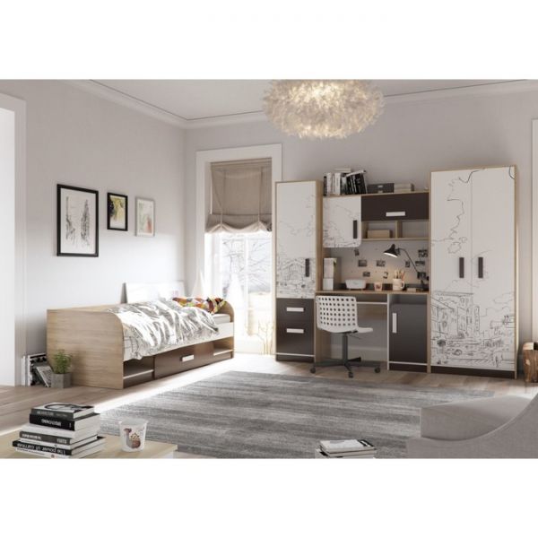 Комод с дверкой Арабика 1100х405х945 Дуб Ривьера/Белый-Арабика