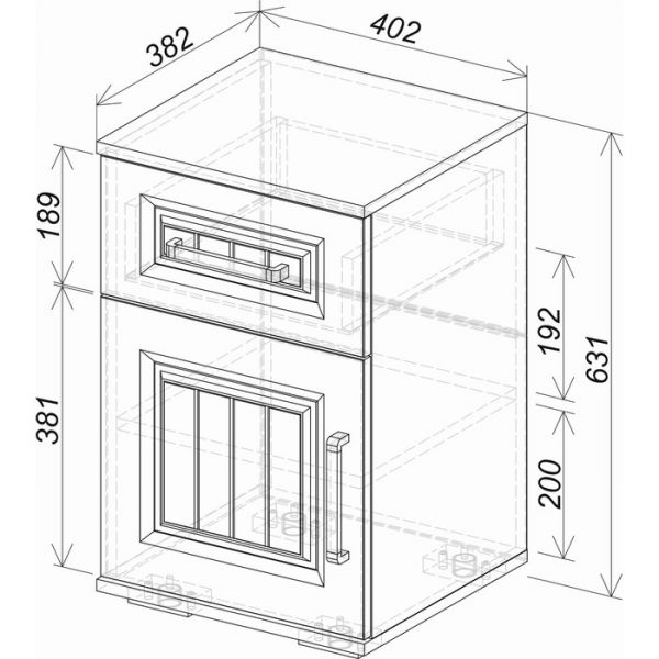 Тумба прикроватная Маркиза 402х378х631 сонома/крем-сатин
