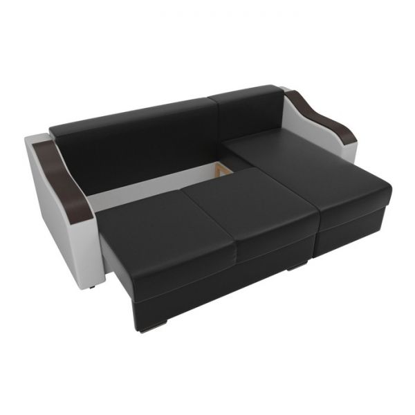 Угловой диван «Монако», механизм еврокнижка, экокожа, цвет бежевый / коричневый