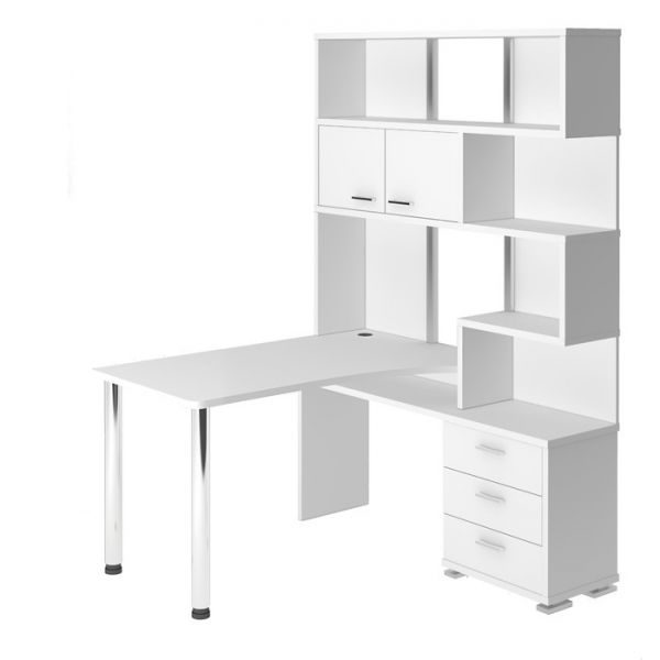 Стол СР-420/130, угол правый, 1300 ? 1300 ? 1990 мм, цвет белый жемчуг