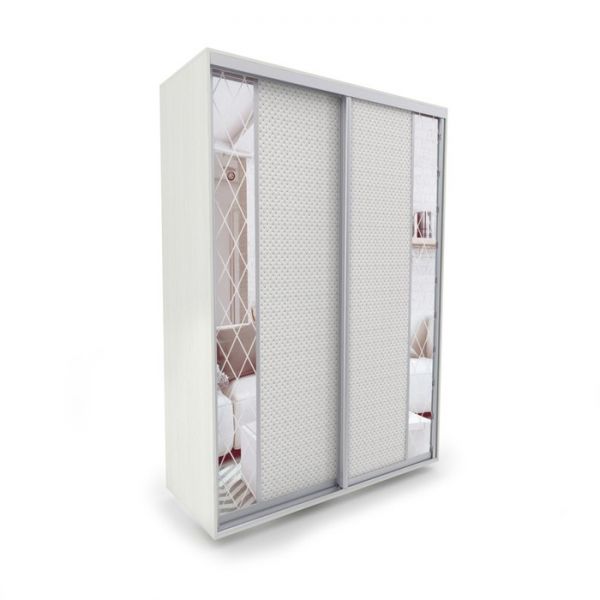 Шкаф-купе «Акцент-Вера», 1000 ? 600 ? 2310 мм, выбеленное дерево/экокожа «Версаль светлый»