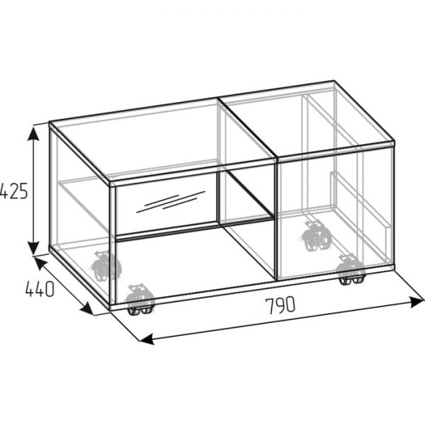 Стол журнальный Crown 16, 790 ? 440 ? 2113 мм, цвет дуб золотистый / графит