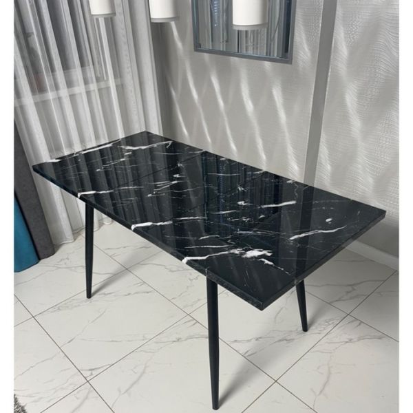 Обеденный стол «Конус 2», 1100(1500) ? 700 ? 750 мм, оптивайт, цвет чёрно-белый мрамор