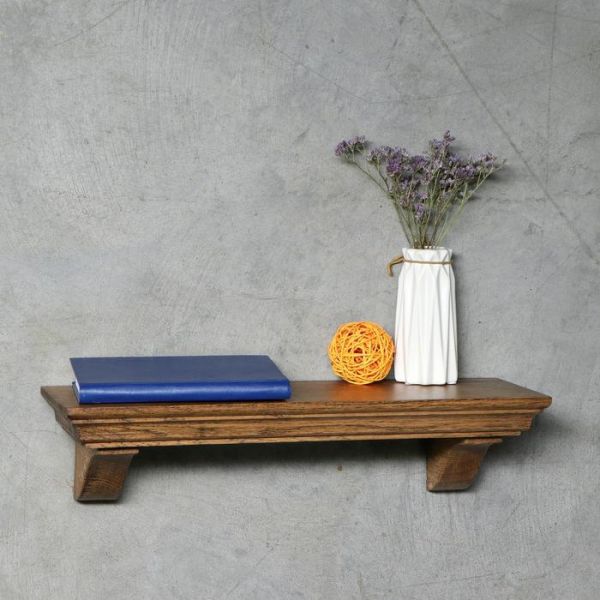 Полка интерьерная из массива ясеня "Классическая", 50 х 15 см, цвет темный орех