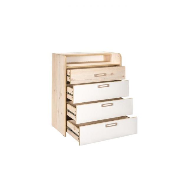 Комод Веста 13.103, 766х430х903, Гаскон Пайн светлый/Белый шагрень