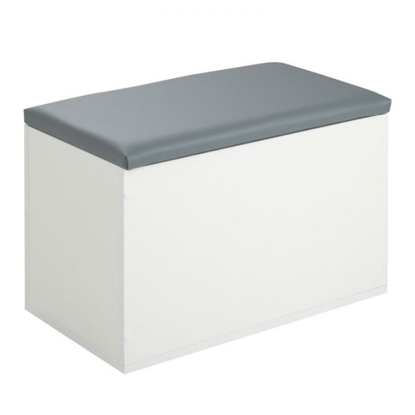 Пуф Герда 600х355х432 Белый/Экокожа Серая
