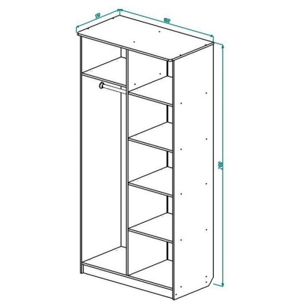 Шкаф 2-х створчатый распашной ШРК-2  2100х1000х550 Дуб Сонома