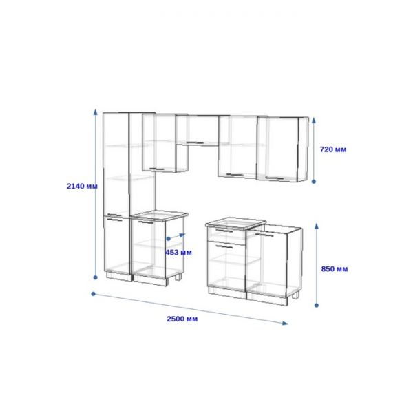 Кухонный гарнитур 2500 7Р РоялВуд, Голубой прованс 2