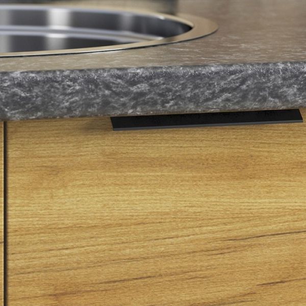 Кухонный гарнитур Стоун 2200х600 белый/камень темно-серый/акация светлая