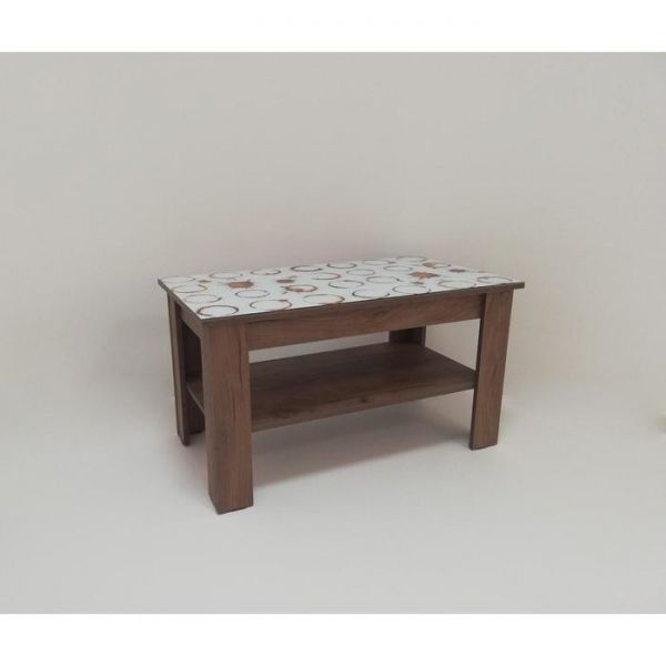 Стол журнальный «Бостон мини», 900 ? 500 ? 500 , стекло, цвет кофейные кляксы/дуб табачный