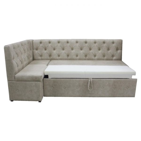 Кухонный уголок «Айриш», правый угол, механизм дельфин, велюр, цвет эмилия милк