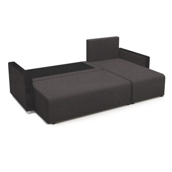 Угловой диван «Алиса 3», еврокнижка, бельевой ящик, рогожка, bahama ash/теоs dark brown