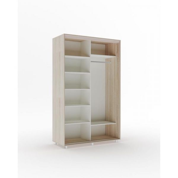 Шкаф-купе Стильный зелкало+ЛДСП Дуб сонома/Белый/Венге светлый 1600х600х2300