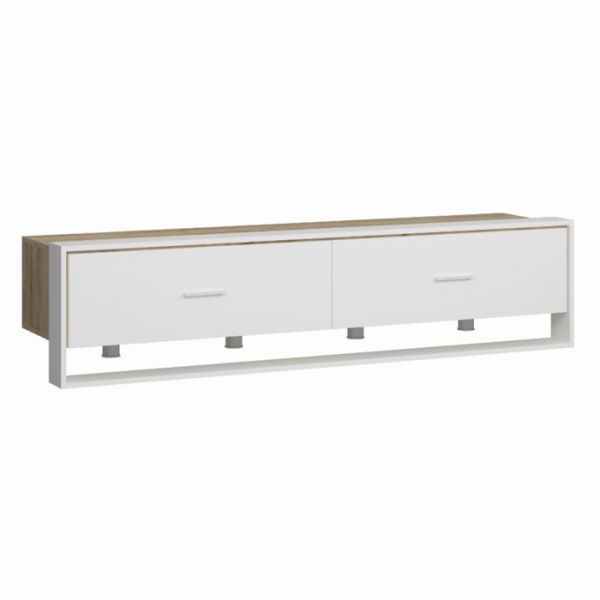 Тумба для ТВ Брайт 1816х350х434 дуб крафт золотой/белый