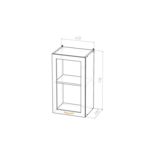 Шкаф навесной Сабрина 400х300х720 с витриной  венге/дуб сонома