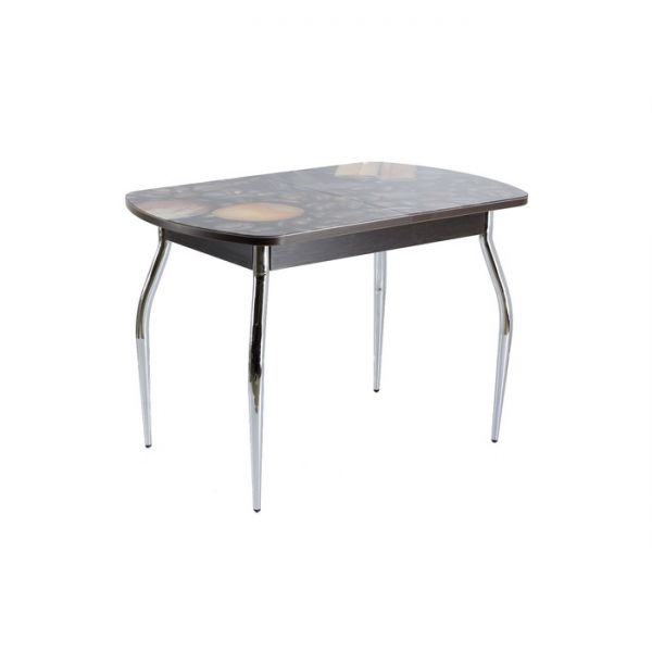 Стол раздвижной с фотопечатью Стин, 1100(1420)x700x760, Венге/Бамбук/Хром фигурные