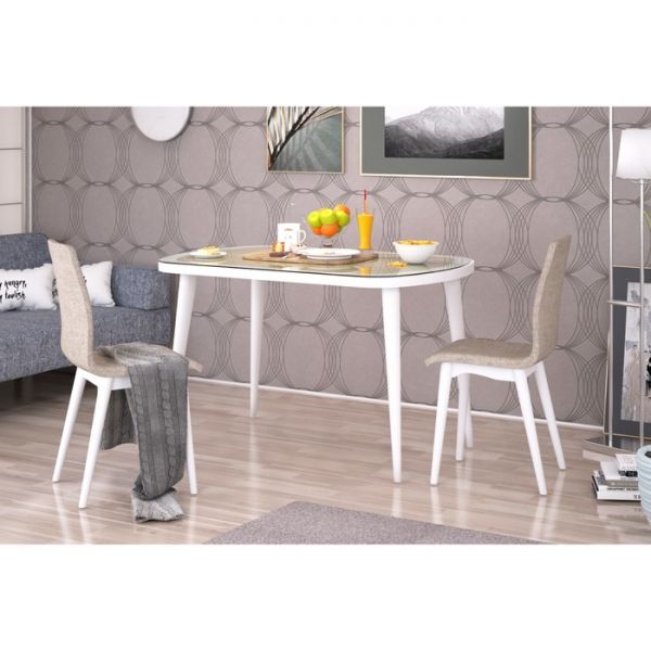 Стол не раздвиж Сочи-3 1100х700х750 белый/экокожа крокодил капучино/опоры массив