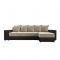 Угловой диван «Дубай», механизм еврокнижка, цвет бежевый микровельвет / коричневая экокожа