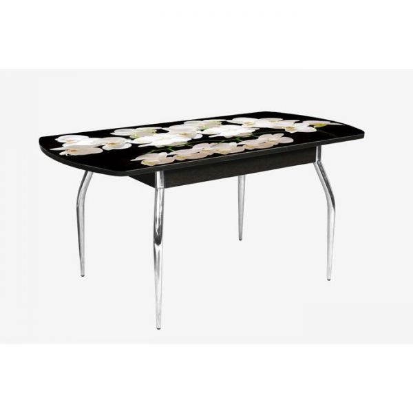 Стол раздвижной «Грация», 1100(1450) ? 700 ? 750 мм, глянец, хром, цвет белёный дуб / R045