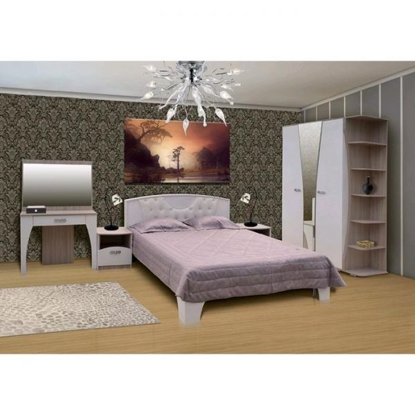 Шкаф «Виолетта», 1250 ? 550 ? 2250 мм, зеркало, цвет ясень шимо светлый / белый глянец