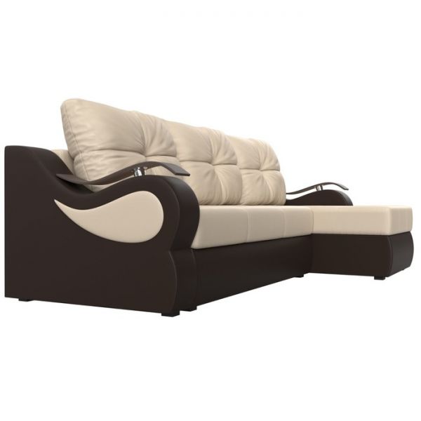 Угловой диван «Меркурий», механизм еврокнижка, экокожа, цвет бежевый коричневый