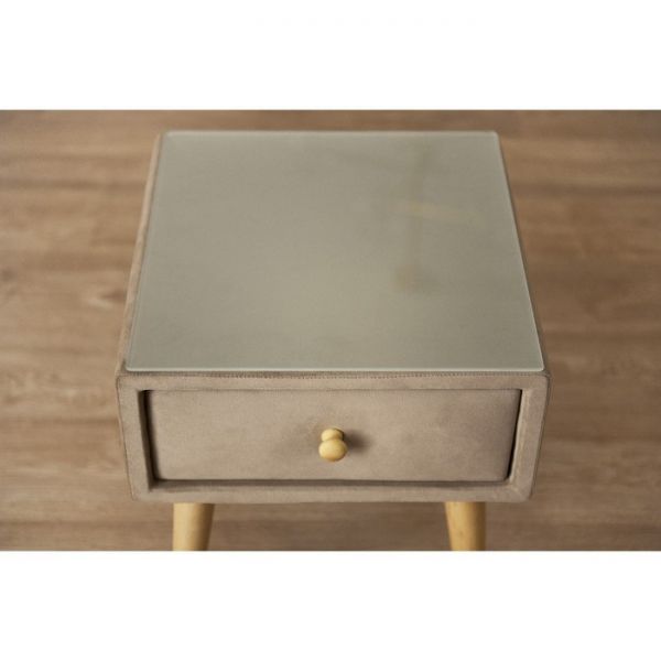 Тумба «Олимпия», 1 ящик, стекло, велюр, цвет velutto 05