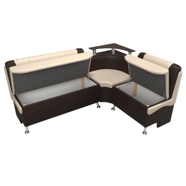 Кухонный угловой диван «Сидней», экокожа, цвет бежевый / коричневый