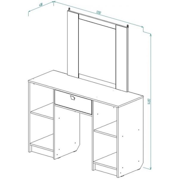 Столик туалетный с зеркалом СТ-4 1480х1200х400 Дуб молочный/Ясень Шимо Темный