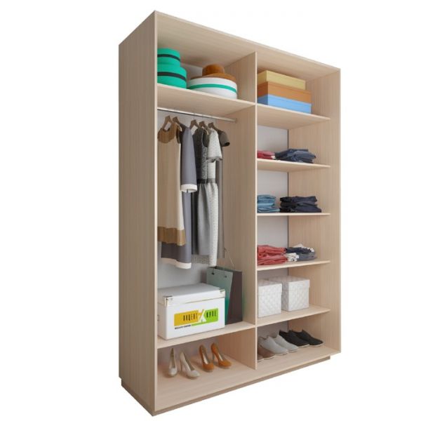 Шкаф-купе «Акцент-Дуэт», 1000 ? 600 ? 2310 мм, зеркало, цвет ясень шимо светлый