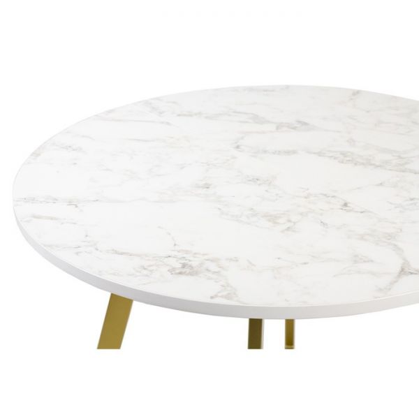 Стол РИМ D-940/1390х940х760 Мрамор Белый/Опора Гермес золотая