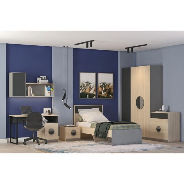 Кровать «Тиволи 900», 900 ? 2000 мм, цвет дуб сонома / глиняный серый / графит