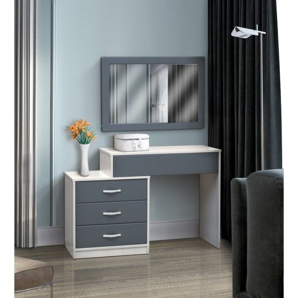 Стол туалетный «Венеция 6», 3 ящика, зеркало, ясень анкор светлый / ясень гриджио матовый