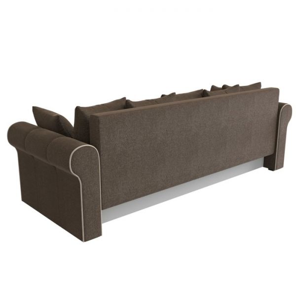 Прямой диван «Рейн», механизм еврокнижка, рогожка, цвет бежевый / кант коричневый