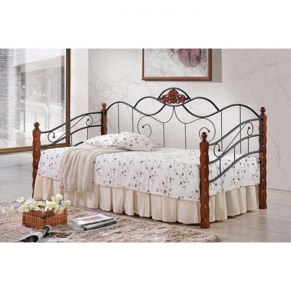 Кровать CANZONA (осн.металл), 90х200 см , красный дуб/черный