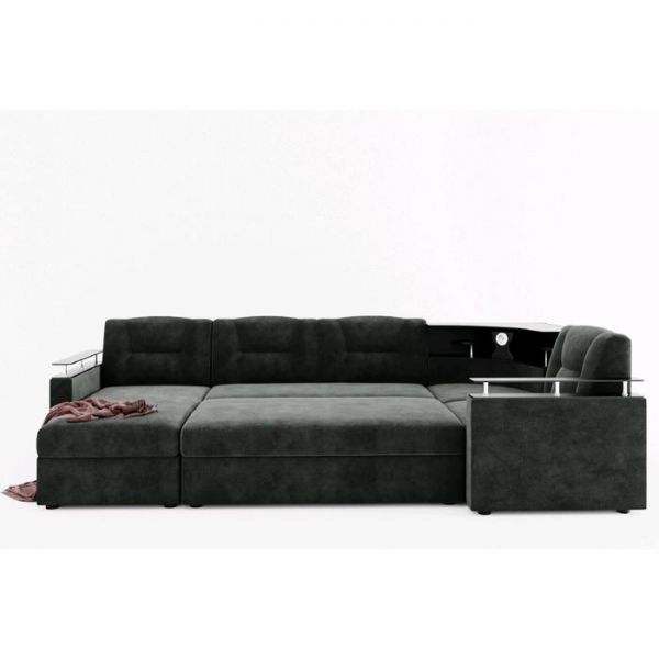 Диван «Титаник» с подсветкой, механизм дельфин, угол правый, ЛДСП венге, цвет селфи 01