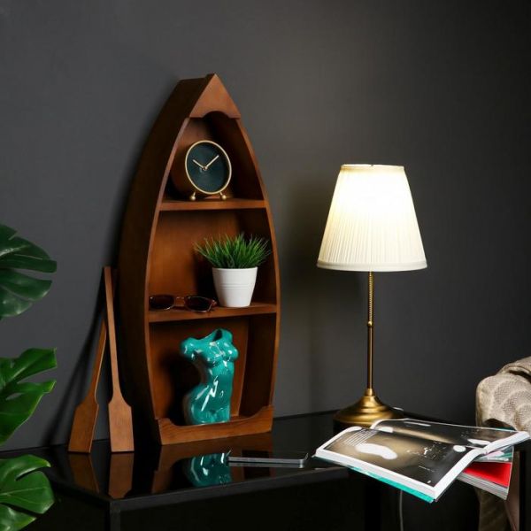 Полка деревянная "Лодка с вёслами", цвет орех, 70 х 32 х 10 см, массив хвои