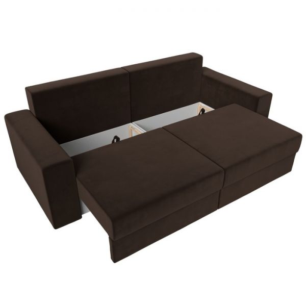 Диван прямой «Мэдисон», механизм еврокнижка, микровельвет, цвет коричневый