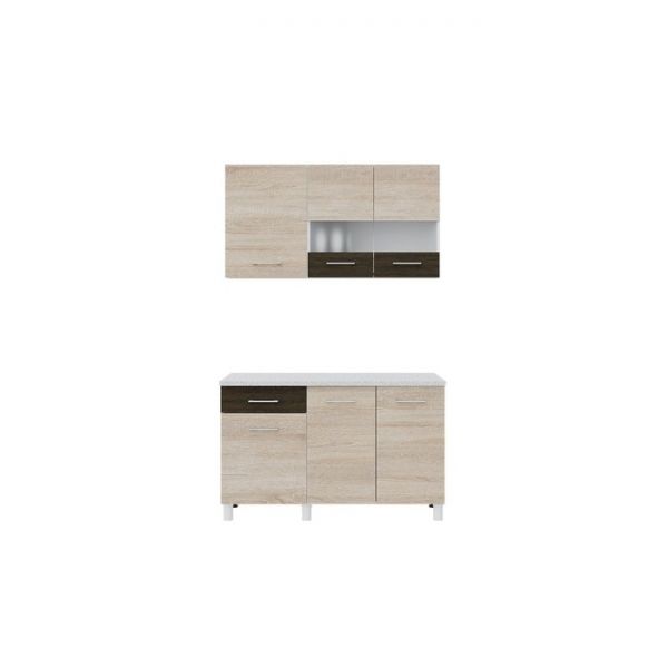 Кухонный гарнитур Тренд 1300, цельная столешница, Белый/Венге/Сонома