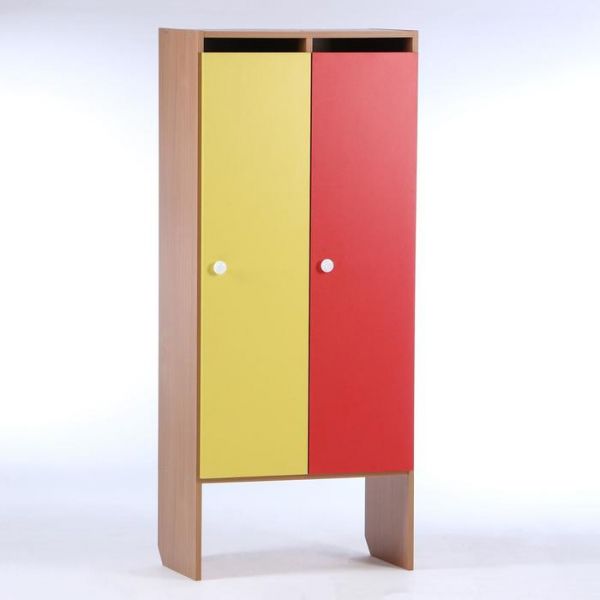 Шкаф для одежды 608х340х1420 (2-мест), ЛДСП, корпус бук, фасады цветные