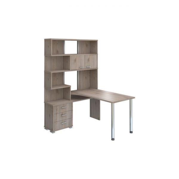 Стол СР-420/130, угол левый, 1300 ? 1300 ? 1990 мм, цвет белый жемчуг