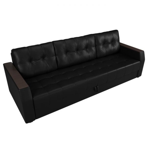 Диван прямой «Атлантида Б/С», механизм еврокнижка, экокожа, цвет чёрный