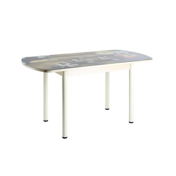 Стол раздвижной с фотопечатью Стин, 1100(1420)x700x760, Дуб/Дерево/Крашен. прямые