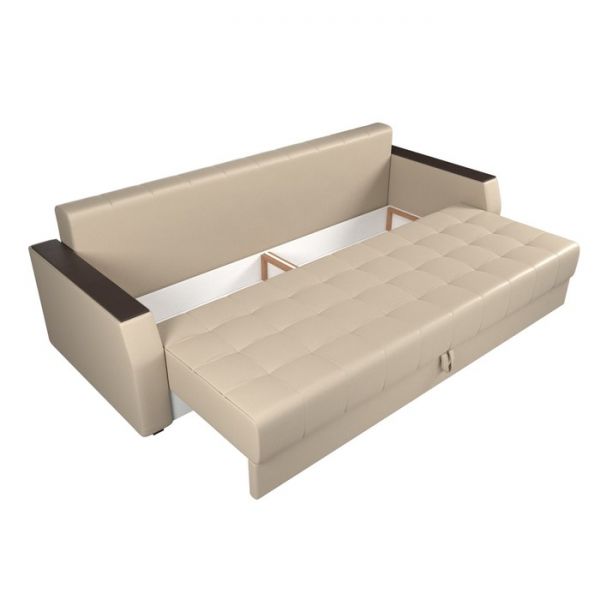 Диван прямой «Атлантида Б/С», механизм еврокнижка, экокожа, цвет чёрный