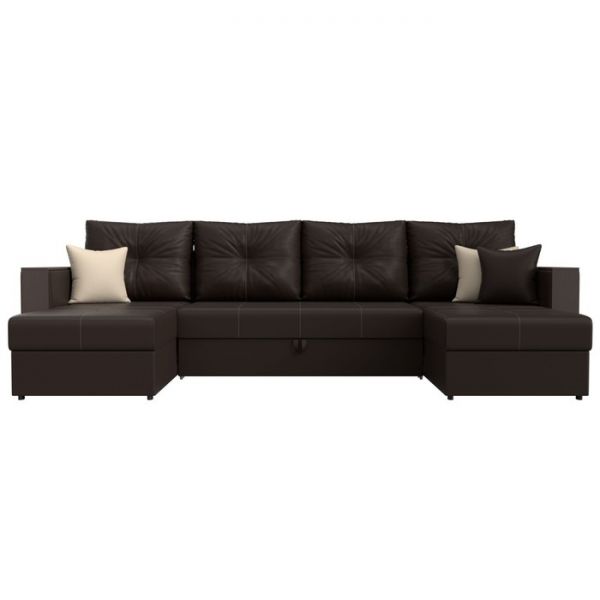 П-образный диван «Валенсия», механизм дельфин, рогожка, цвет серый