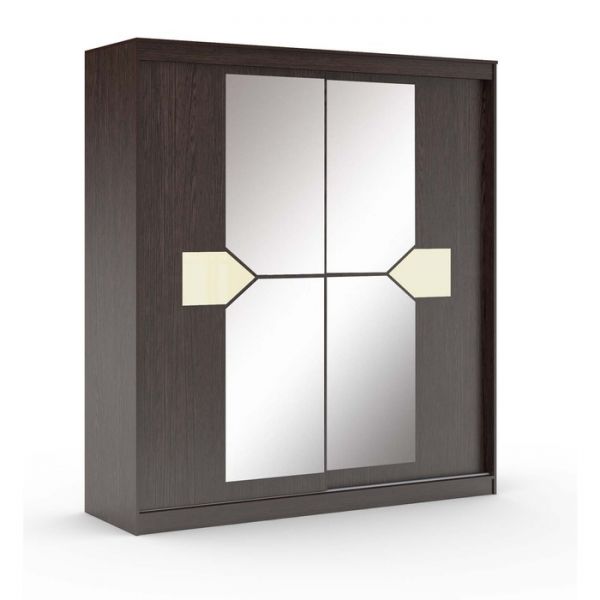 Шкаф многоцелевого назначения Оскар-11-1 2200х1840х604 Бодега тёмный/Бежевое стекло