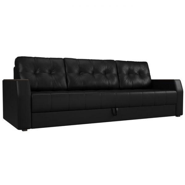 Диван прямой «Атлантида Б/С», механизм еврокнижка, экокожа, цвет чёрный