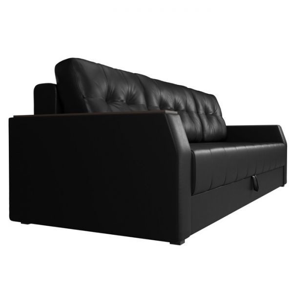 Диван прямой «Атлантида Б/С», механизм еврокнижка, экокожа, цвет чёрный